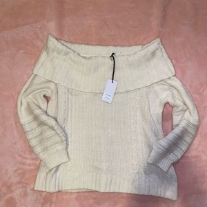 White off the shoulder sweater